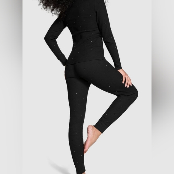 Victoria's Secret Pure Black Bling Thermal Pjs. Brand New 💎 - Picture 6 of 7